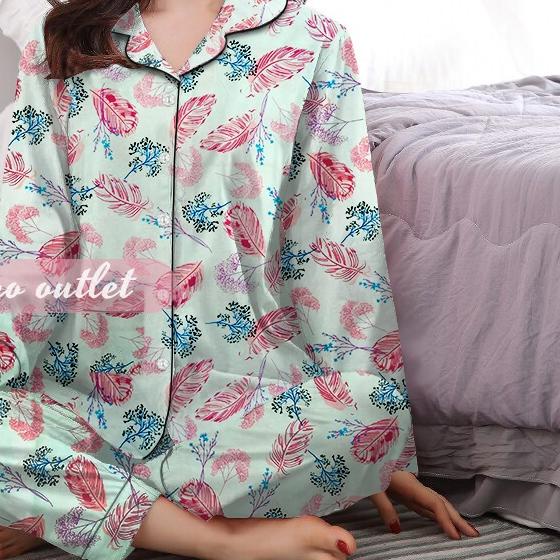 ❆ ALVARO OUTLET - Piyama PP Lengan Panjang Wanita Dewasa Kekinian Daily Set / LD 104CM part.3 ☀