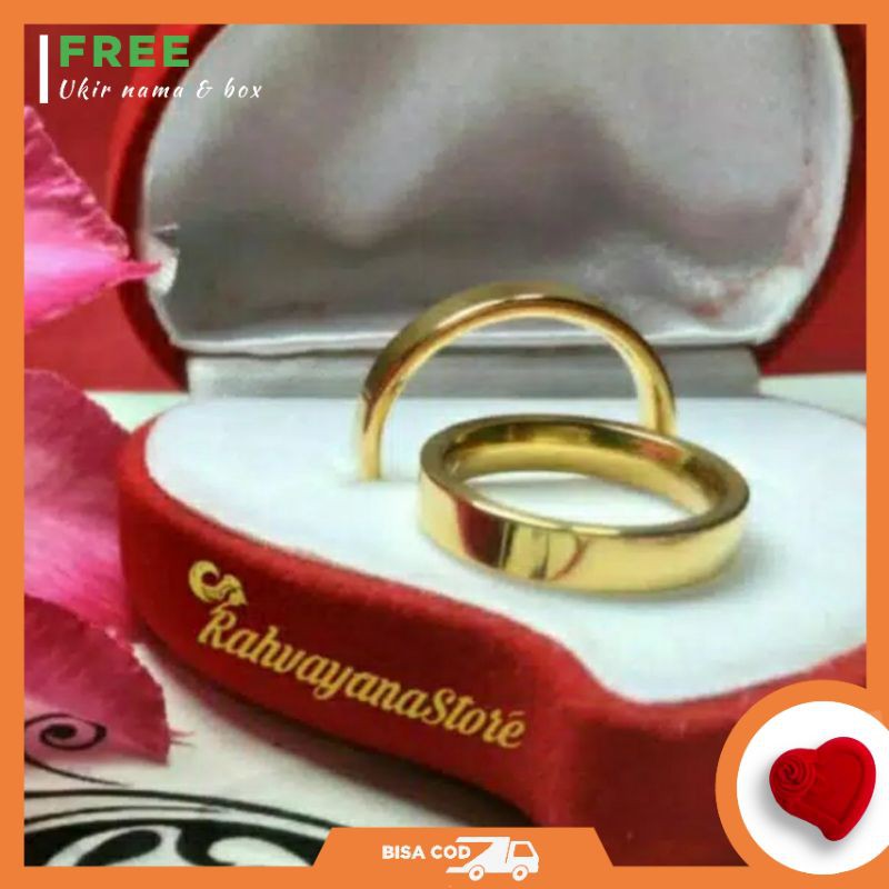 Cincin Couple Titanium Emas Polos/ Cincin Nikah/ Pasangan/ Tunangan/ Xuping