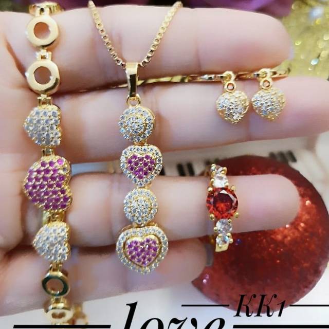 Xuping set perhiasan lapis emas 24k 1858k