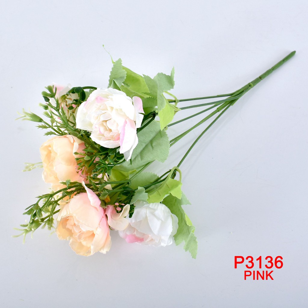 TM99/COD 1 KG BISA 28 PCS BUNGA DEKORASI / BUNGA ARTIFISIAL(1 BUKET 6 KUNTUM BUNGA)P3136-PINK