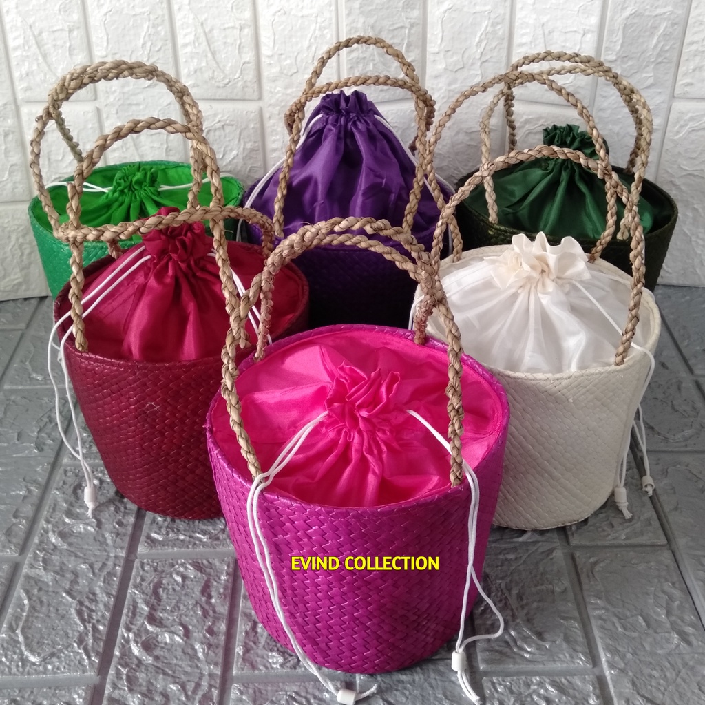 Keranjang Hampers Anyaman Pandan Isi 2 Toples Tas Parcel Lebaran