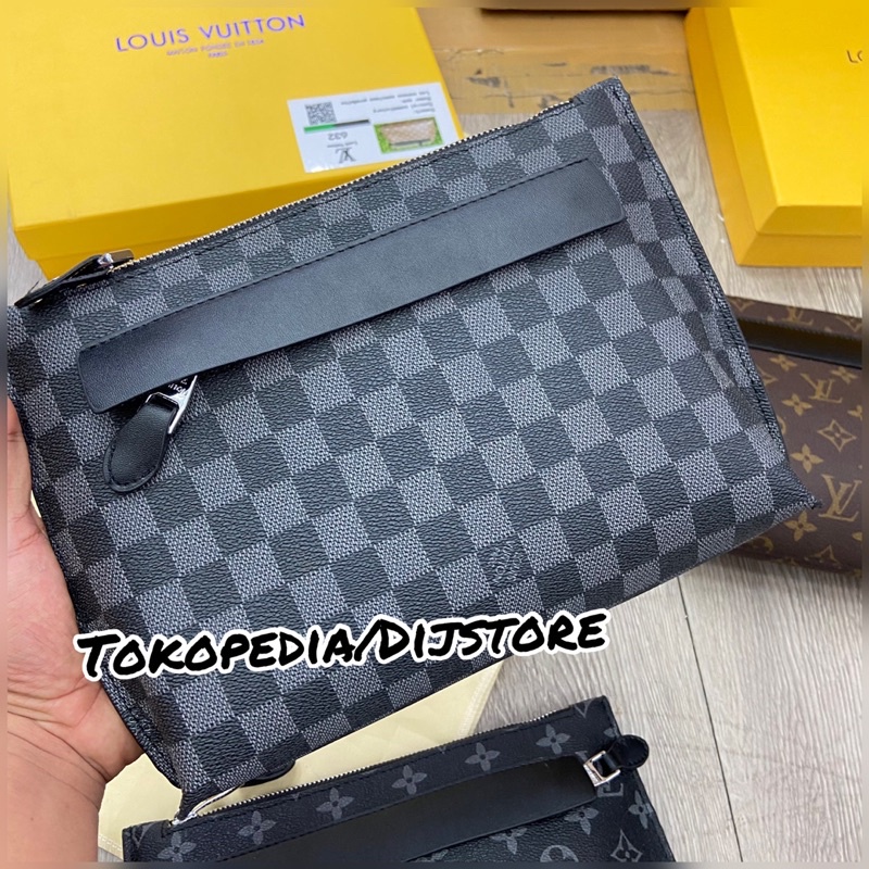 clutch Louis Vuitton import free box clutch pria wanita lv Pouch bag lv