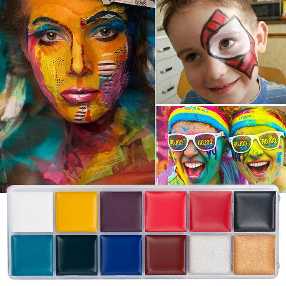 Cat Wajah pewarna wajah makeup 12 Warna Cosplay Set Cat untuk Hallowen