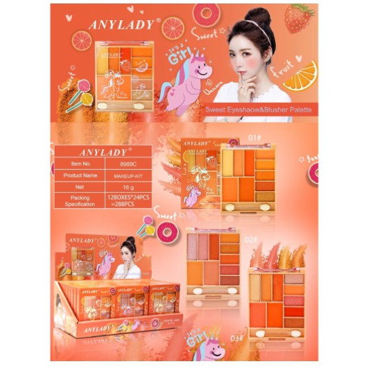 ITS A GIRL UNICORN - AnyLady Sweet Orange Unicorn Girl Eyeshadow Blusher Palette