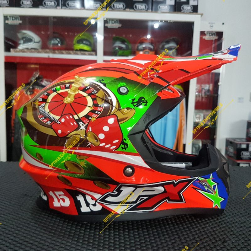 HELM JPX CROSS MOTIF LENGKAP ORIGINAL JPX KLX MOTIF CROSS HELM TRAIL ADVENTURE X-1