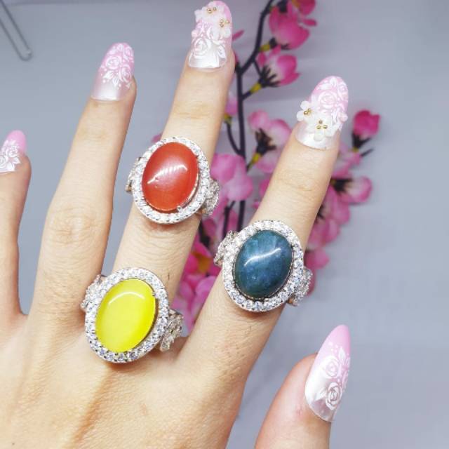 Cincin silver asli permata zircon lapis emas putih