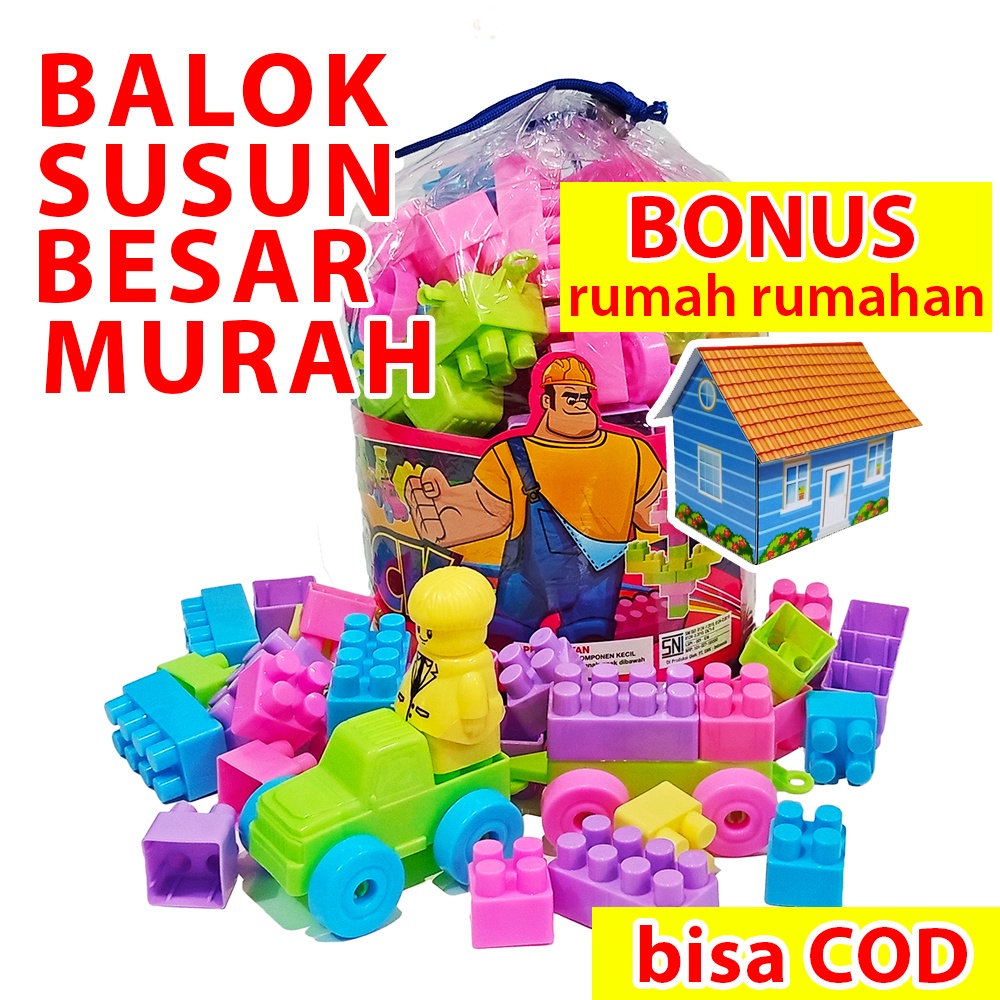 LEGO BESAR JUMBO MAINAN ANAK LAKI LAKI MR BLOCK 106 PCS MAINAN EDUKASI ANAK
