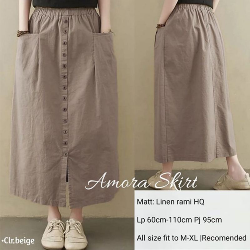 AMORA SKIRT | ROK KANCING PANJANG WANITA BAHAN KATUN SIGARET / AMORA MAXI SKIRT | Outfit Remaja Terbaru Kekinian