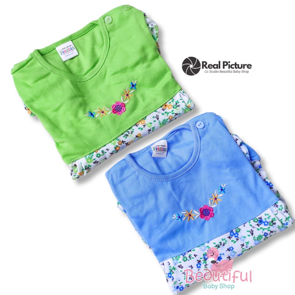 Baby.ou - Setelan Baju Bayi Perempuan Tangan Panjang Celana Panjang Motif Bunga Rantai / Setelan Piyama Bayi Perempuan 3-12 Bulan / Baju Bayi Perempuan Fauzan