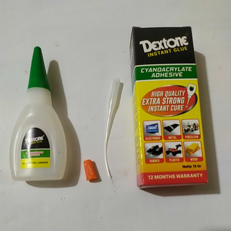 Lem dextone 15gr / lem tetes instan glue. cepat kering. harga per pc