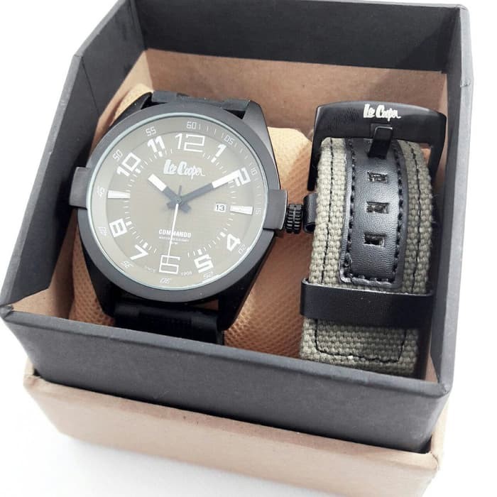 JAM TANGAN PRIA LEE COOPER PAKET BLACK GREEN
