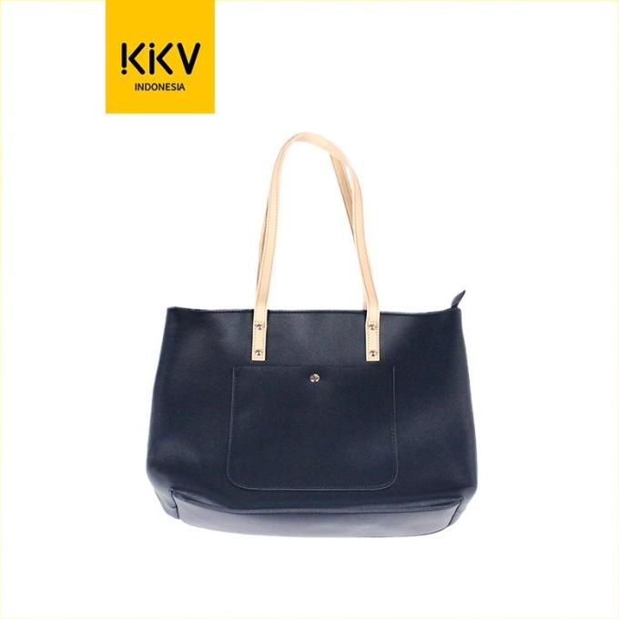 KKV Simple Tote Bag Wanita Tas Jinjing - Hitam / Khaki / Putih MURAH