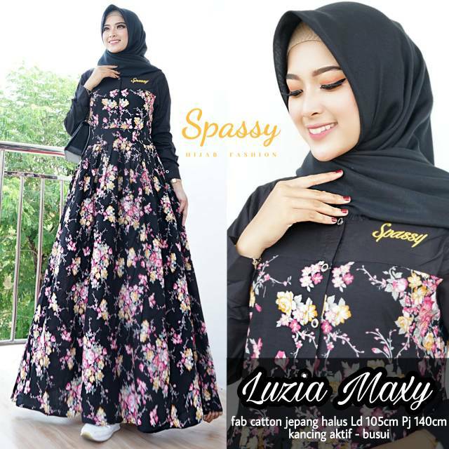 Ready Stok Luzia Maxy Gamis Katun Gamis Motif Bunga Gamis Solo Spassy Ori