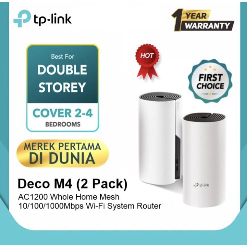 TP-Link Deco M4 2pack AC1200 Whole Home Mesh Wi-Fi System routers