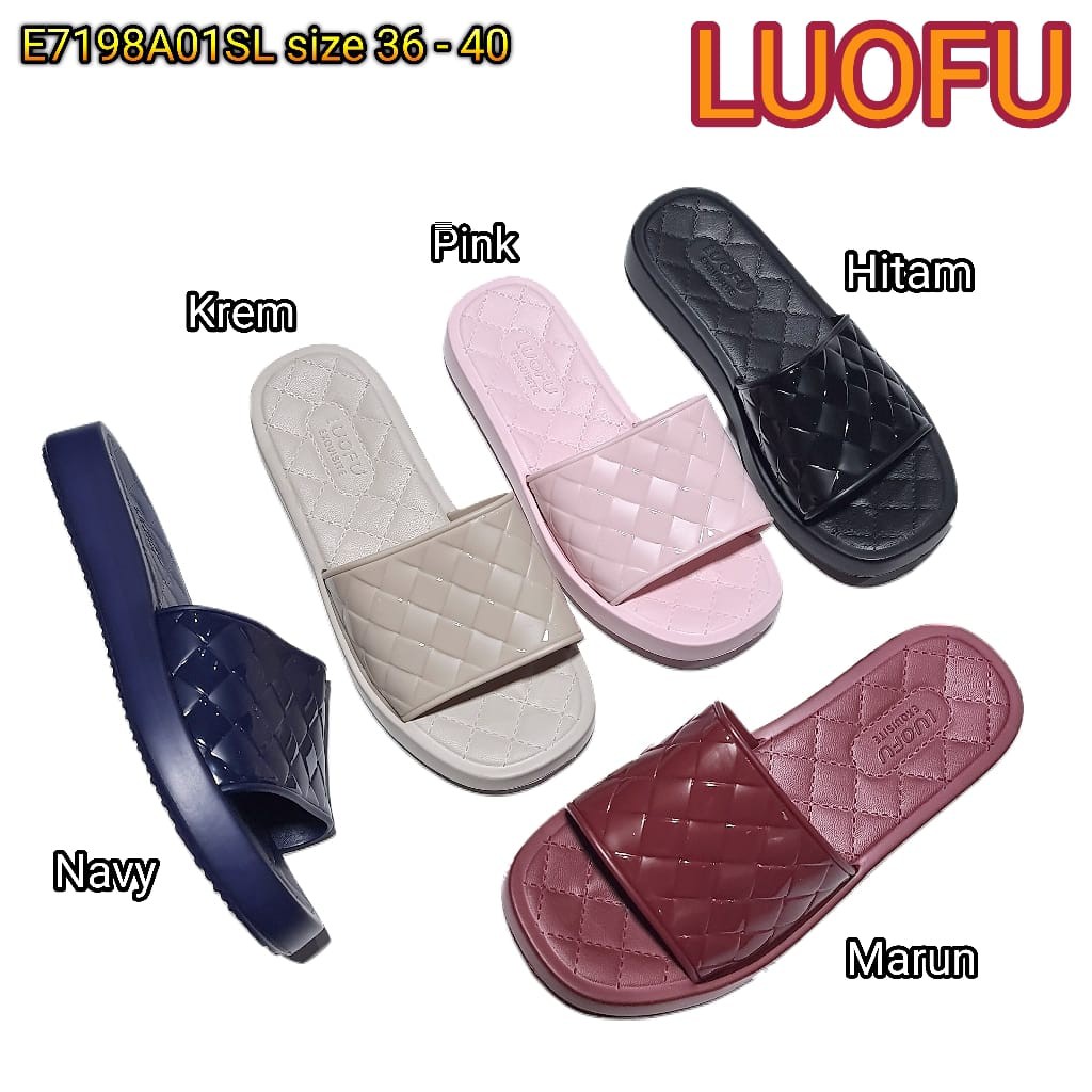 jelly sandal wanita slop luofu karet import sendal cewek E7198A01SL