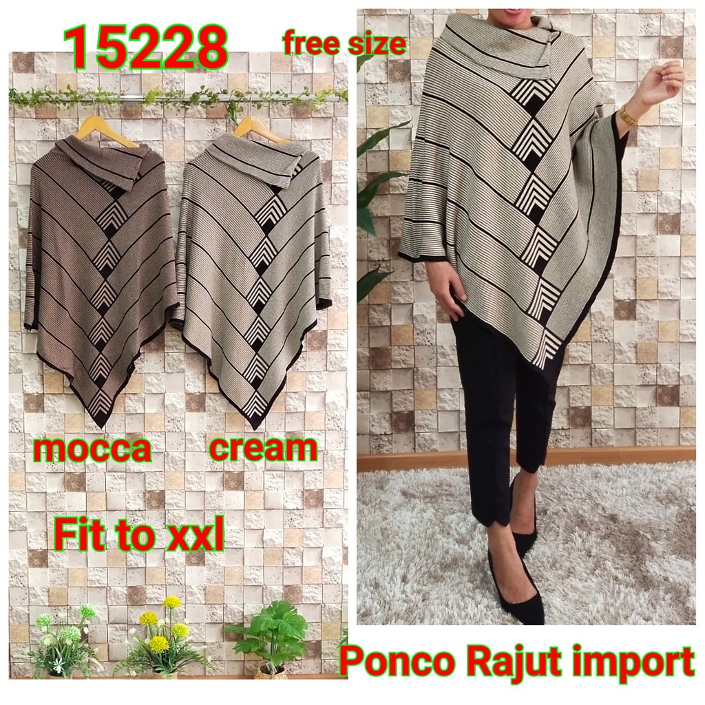 Atasan Wanita Model Poncho Rajut Import x2pcs