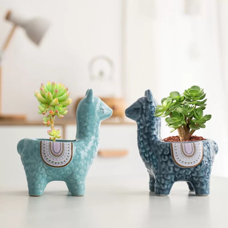 Pot Keramik Hewan Alpaca / Pot Bunga Kecil Keramik Untuk Dekorasi pajangan