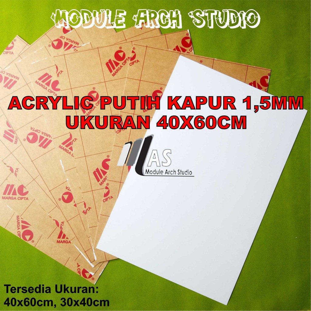 Acrylic Putih Kapur 1,5mm 40x60cm - Bahan Maket