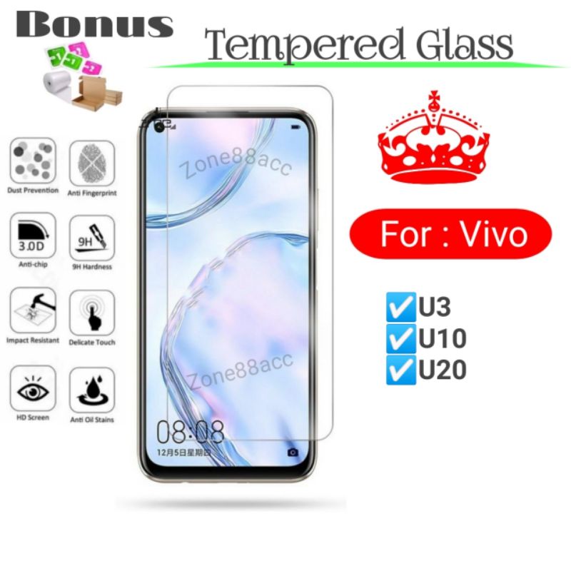 Antigores Tempered Glass Screen Guard protector Vivo U3 U10 U20 TG Bening Antiblue Spy Blue light Full Garskin Lensa Lens Pelindung Layar 9D