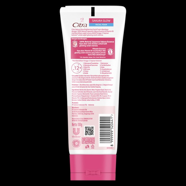 CITRA SAKURA GLOW BRIGHTENING FACIAL FOAM 100gr