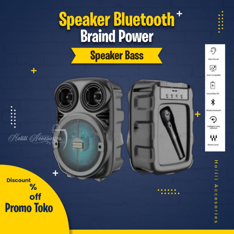 Speaker Bluetooh Karaoke Portable Kimiso,Brain power 3381 + Free Mic