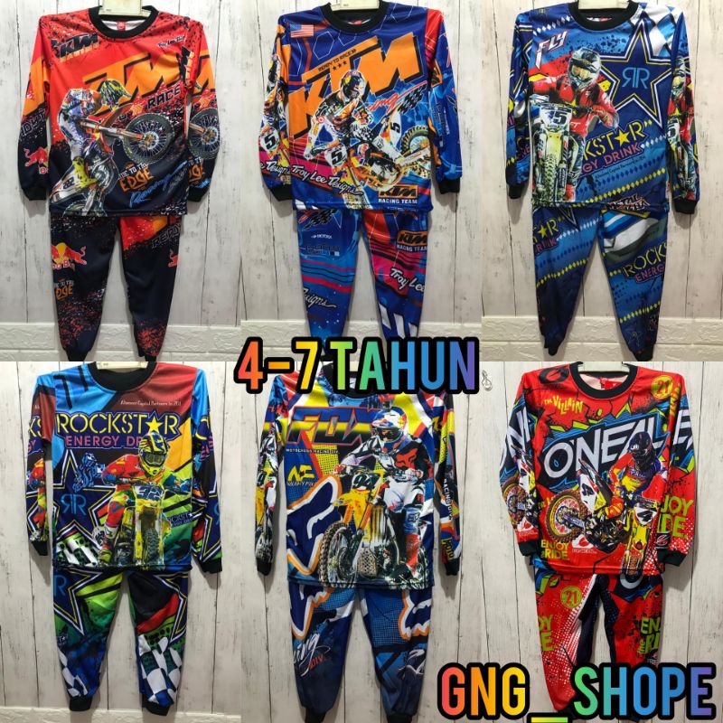 stelan trail anak size 10/12/14 untuk umur 4-7  tahun motor cros