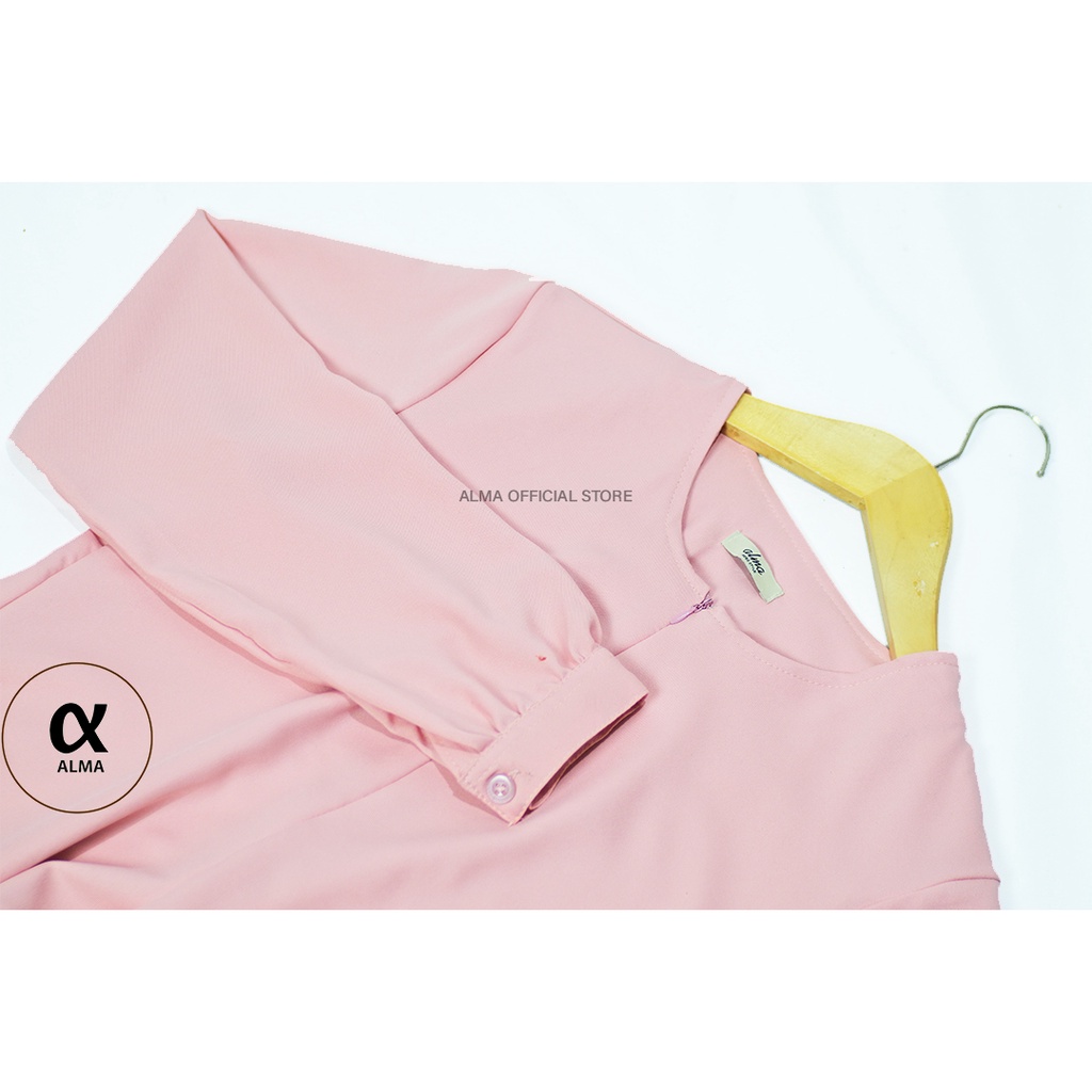 Gamis Polos Syakila Tangan Kancing Simple Size S M L XL XXL Dress Polos Jumbo BIg Size