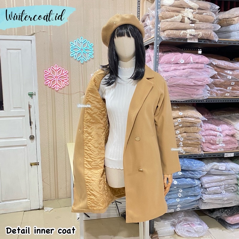 Coat wanita Kinan mantel wol jaket wool winter import korean style jacket cewek hangat