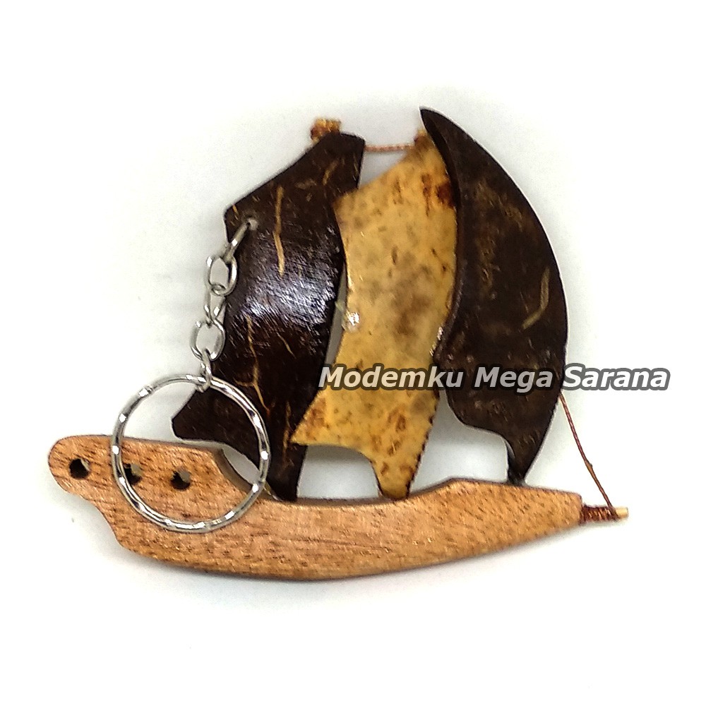 Souvenir Gantungan Kunci Kapal Prau B Kayu - Isi 10pcs