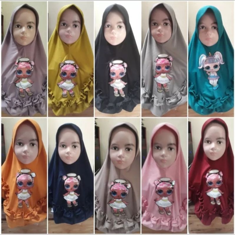 Hijab anak LED bisa Nyala Rempel Kids LED jersay airis hijab kids / grosir jilbab anak