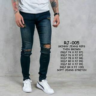 Jual CELANA JEANS PRIA SOBEK LUTUT - CELANA RIPPED JEANS PRIA - SKINNY