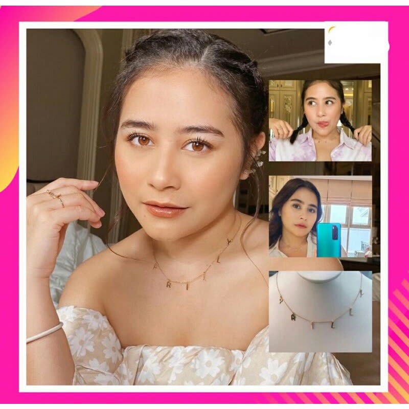 Kalung Nama / kalung prilly / lapis emas ASLI / ukir nama / kalung titanium