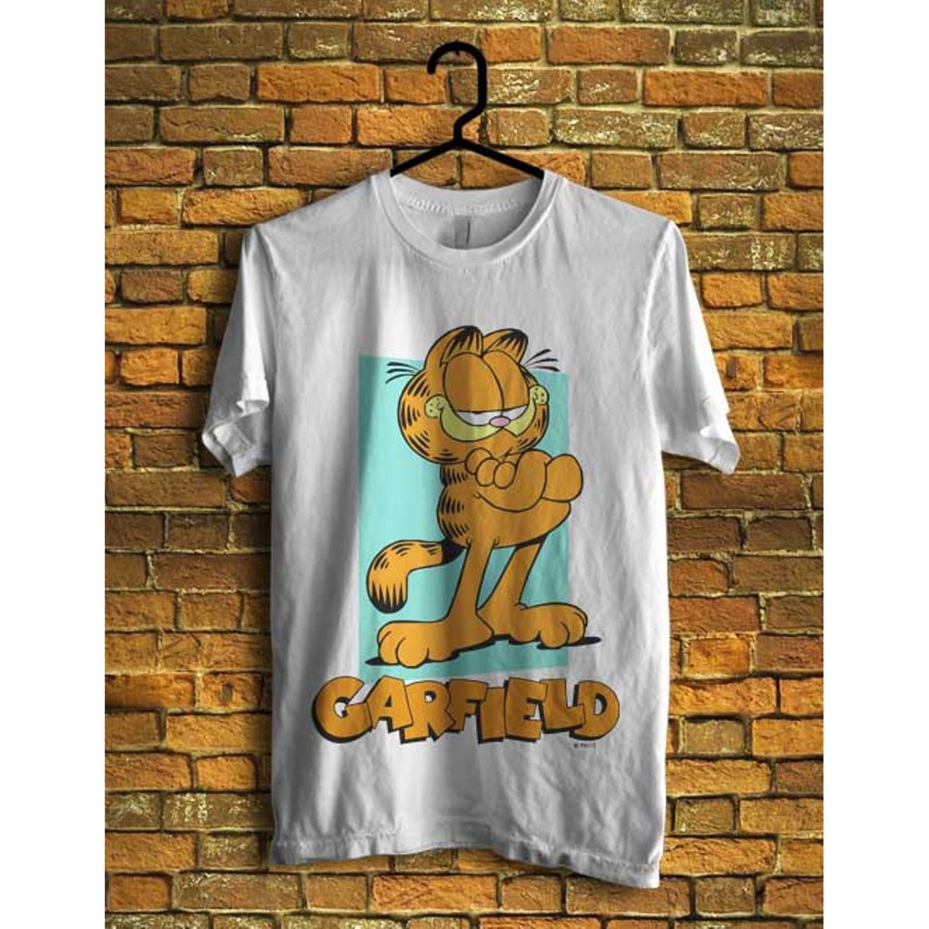 Kaos baju GARFIELD kucing kartun komik film jadul putih (S - XXL)