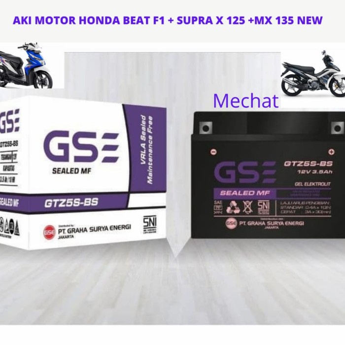 Aki Motor Supra X 125+New Supra +X-F1 ( GTZ5S GS E) Aki Kering ORIGINAL Original