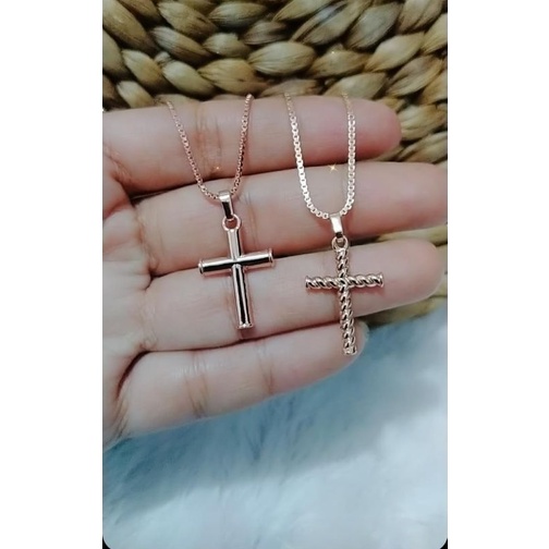 Kalung salib VIER rosegold. rodhium titanium. xuping medan sumbayak