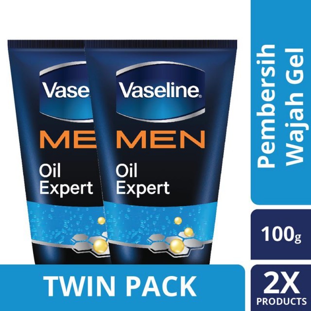 Vaseline Men Gel Oil Expert Facial Wash 100G Twin Pack