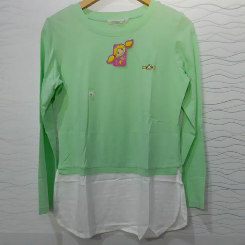 KAOS WANITA LENGAN PANJANG HIJAU MINT SURFER GIRL SALE