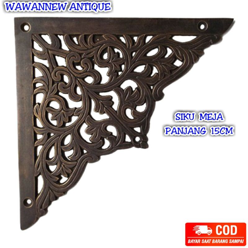 TERMURAH Siku Ukir Ornamen Meja Lemari Pintu Rumah Kuningan Antik Motif Ukir 15cm