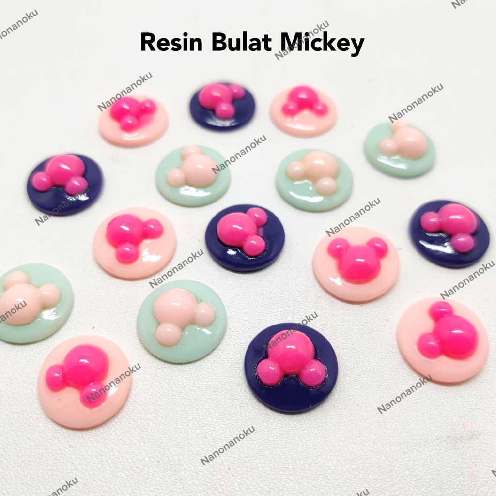 [20 pcs] Resin / Charms Bulat Mickey DIY Craft Kerajinan Tangan Aksesoris