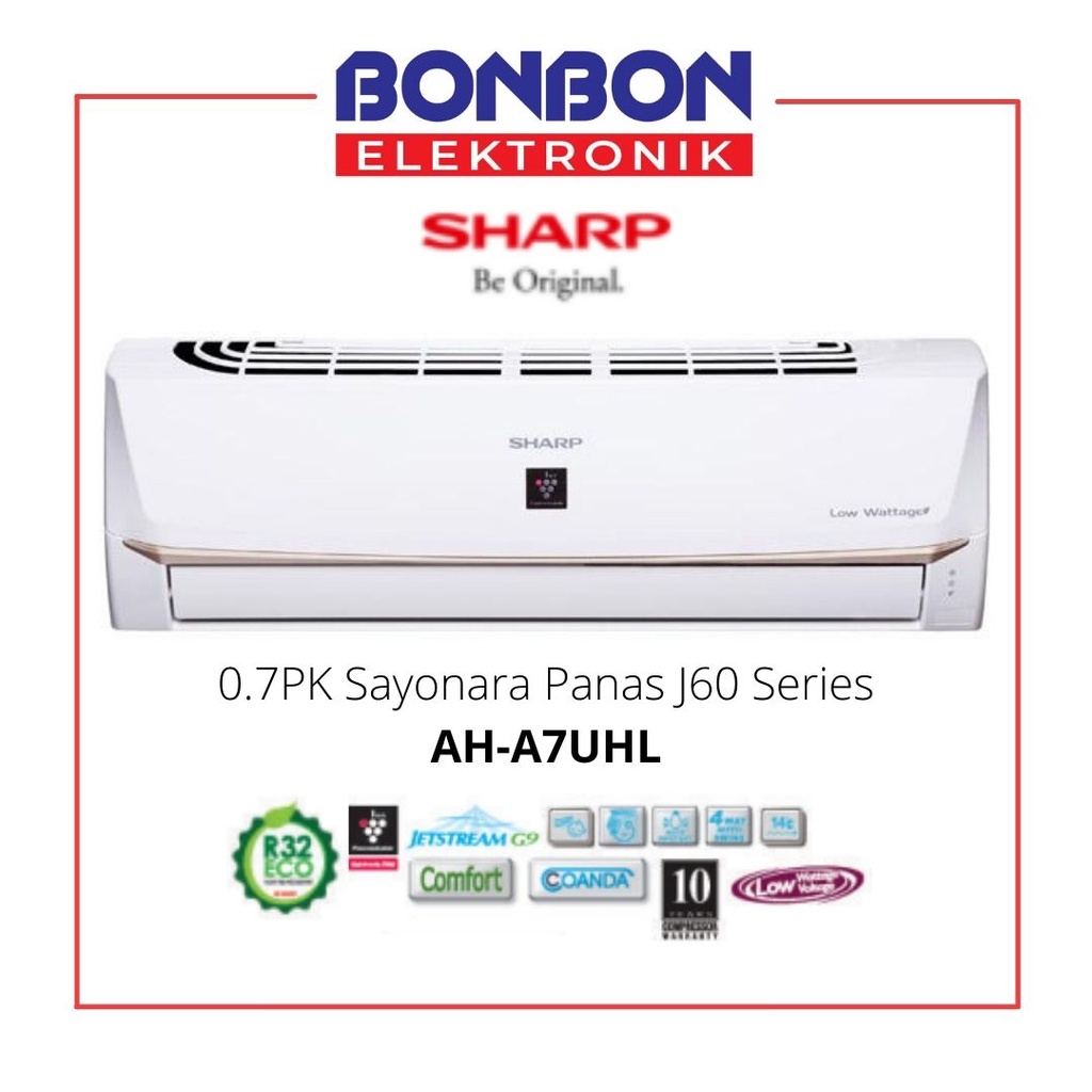 Sharp AC 3/4PK Plasmacluster AH-AP7UHL / 0.7PK AHAP7UHL Low Watt Sayonara Panas J60 Series