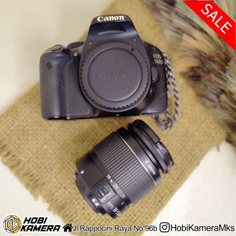 kamera DSLR Canon 550d lensa 18-55mm support Microphone Eksternal - bekas