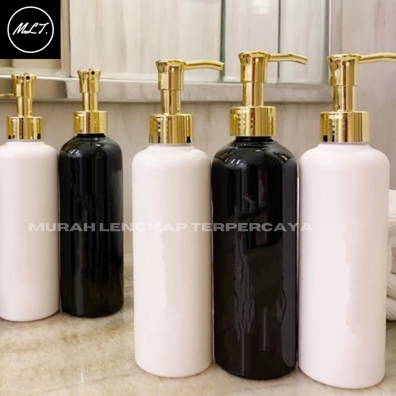 BOTOL 250ML HITAM/PUTIH GLOSSY GOLD NEW PUMP LUXURY TUTUP CLIP OIL AESTHETIC REFILL REFIL 250 ML CLIPOIL PUMP LUXURY GOLD