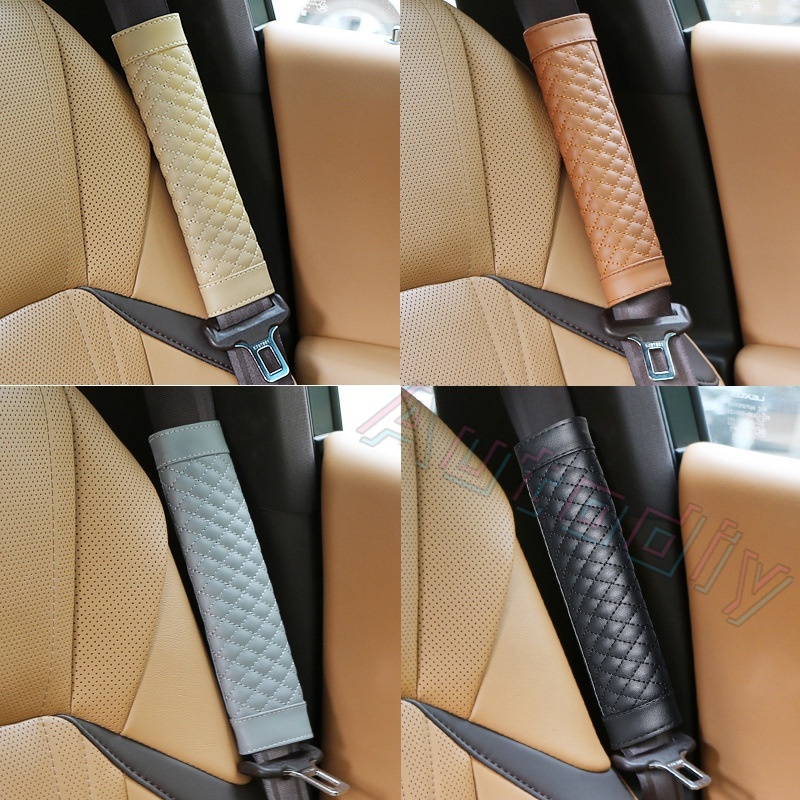 New Universal 1pasang Car Safety Seat Belt Kulit Jok Mobil Tali Bahu Pad Cushion Cover Pelindung Sabuk Mobil Untuk Dewasa Anak Untuk Perodua Honda Dll