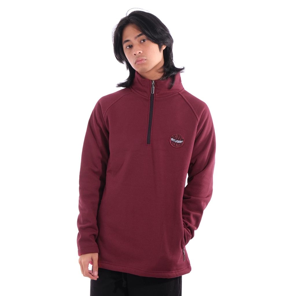 Stussy Global Roots Half Zip Jacket Maroon