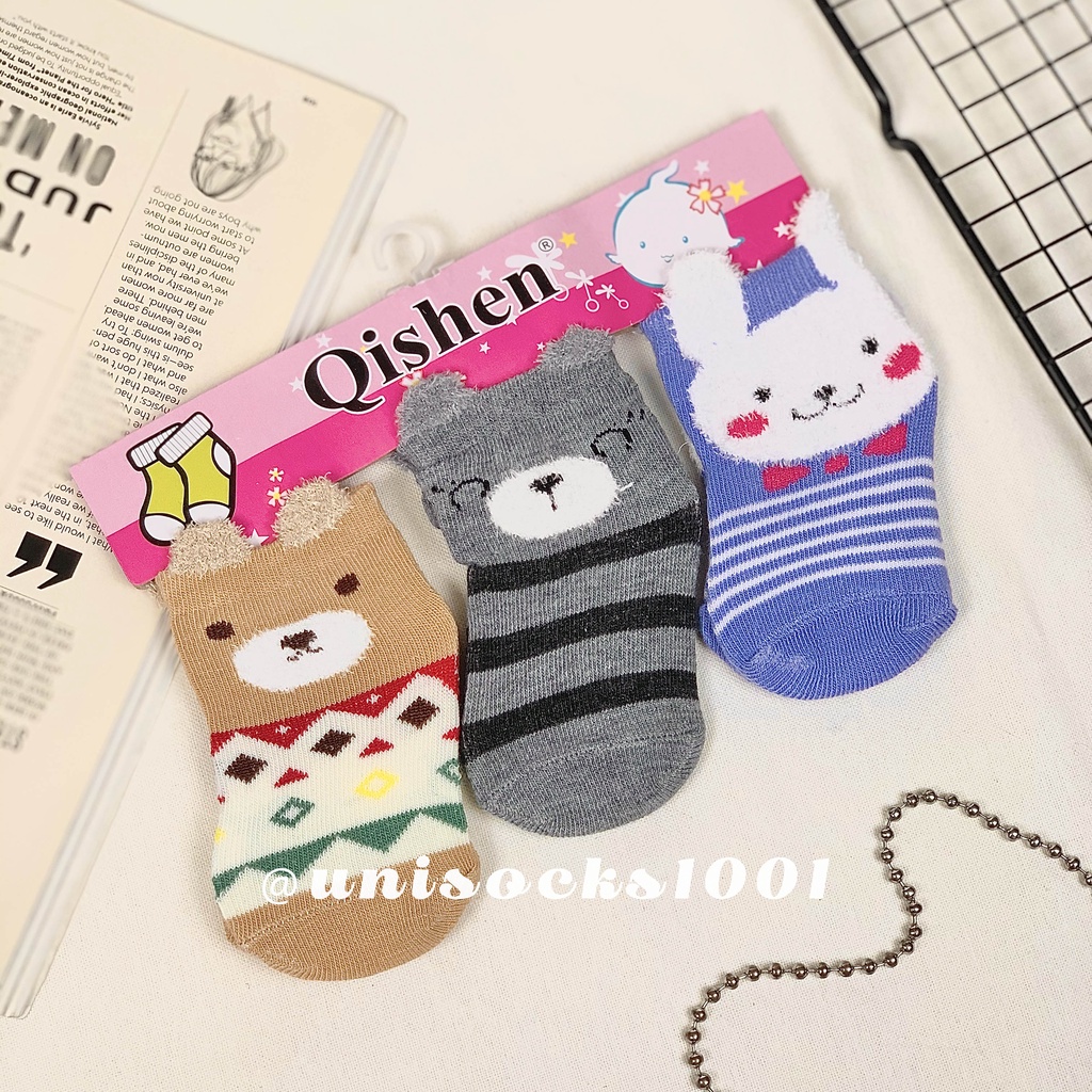 TERMURAH import Kaos kaki bayi motif 3in1 3D newborn 0-6 bulan laki laki perempuan lipat kualitas premium baby socks