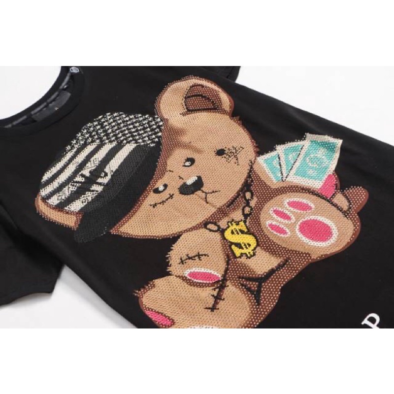 KAOS PHILIPP PLEIN IMPORT PRIA WANITA JERMAN BEAR TEDDY 3D GLITTER