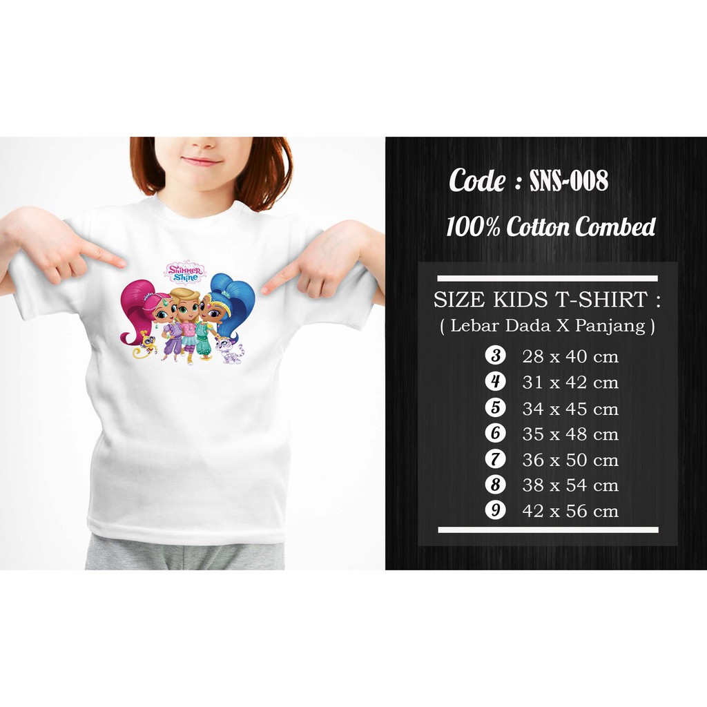 [FREE NAMA !!] Kaos Anak &amp; Family Shimmer and Shine 100% COTTON PREMIUM