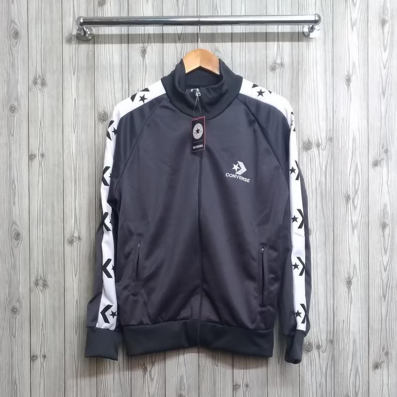 FASHION PRIA JAKET OLD GREY CONVERSE TRACKTOP CASUAL