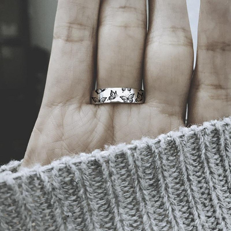 Cincin Desain Kupu-Kupu Bahan 925 Silver Untuk Wanita