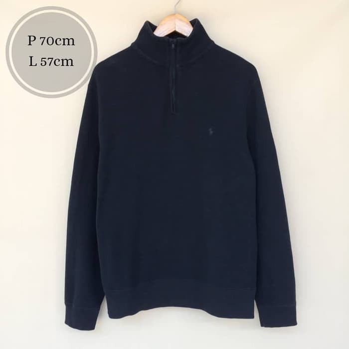 Sweater Hitam Polos Half Zip RALPH LAUREN Original